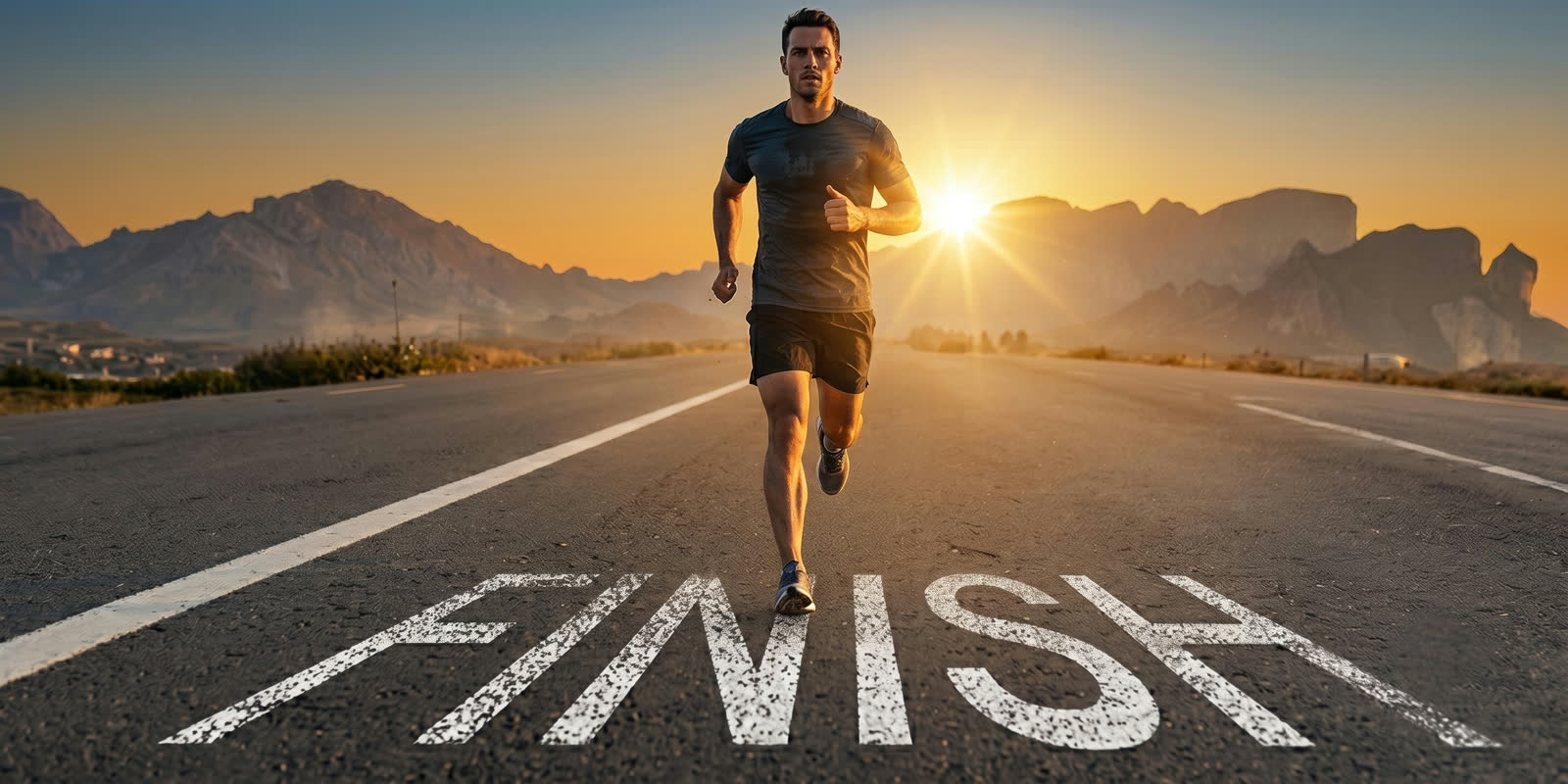 Runner crossing the finish line